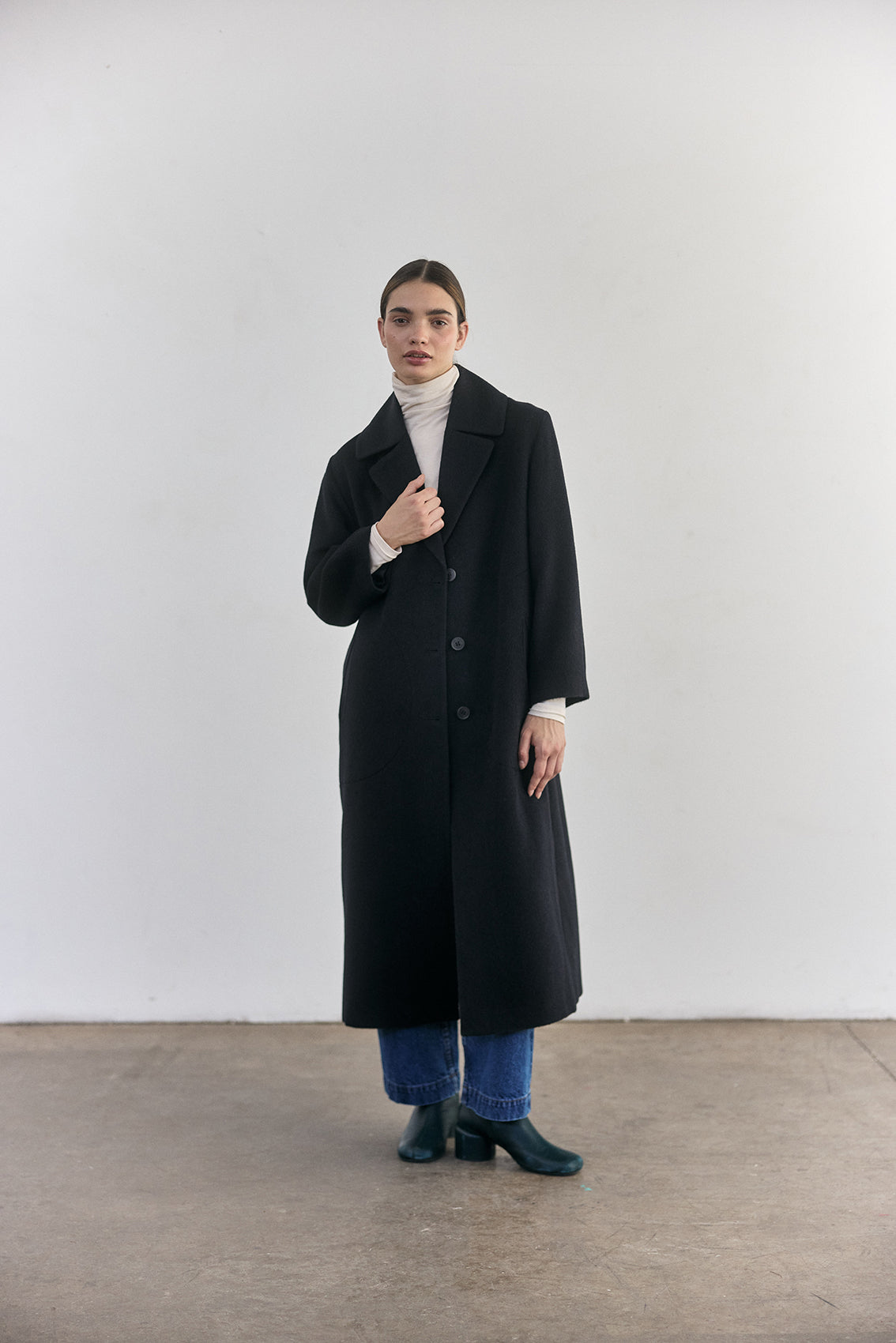 Abrigo Largo Baby Alpaca - Medianoche