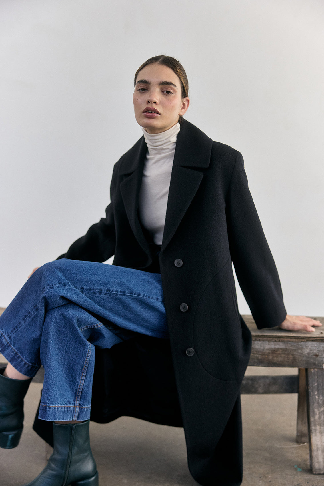 Abrigo Largo Baby Alpaca - Medianoche