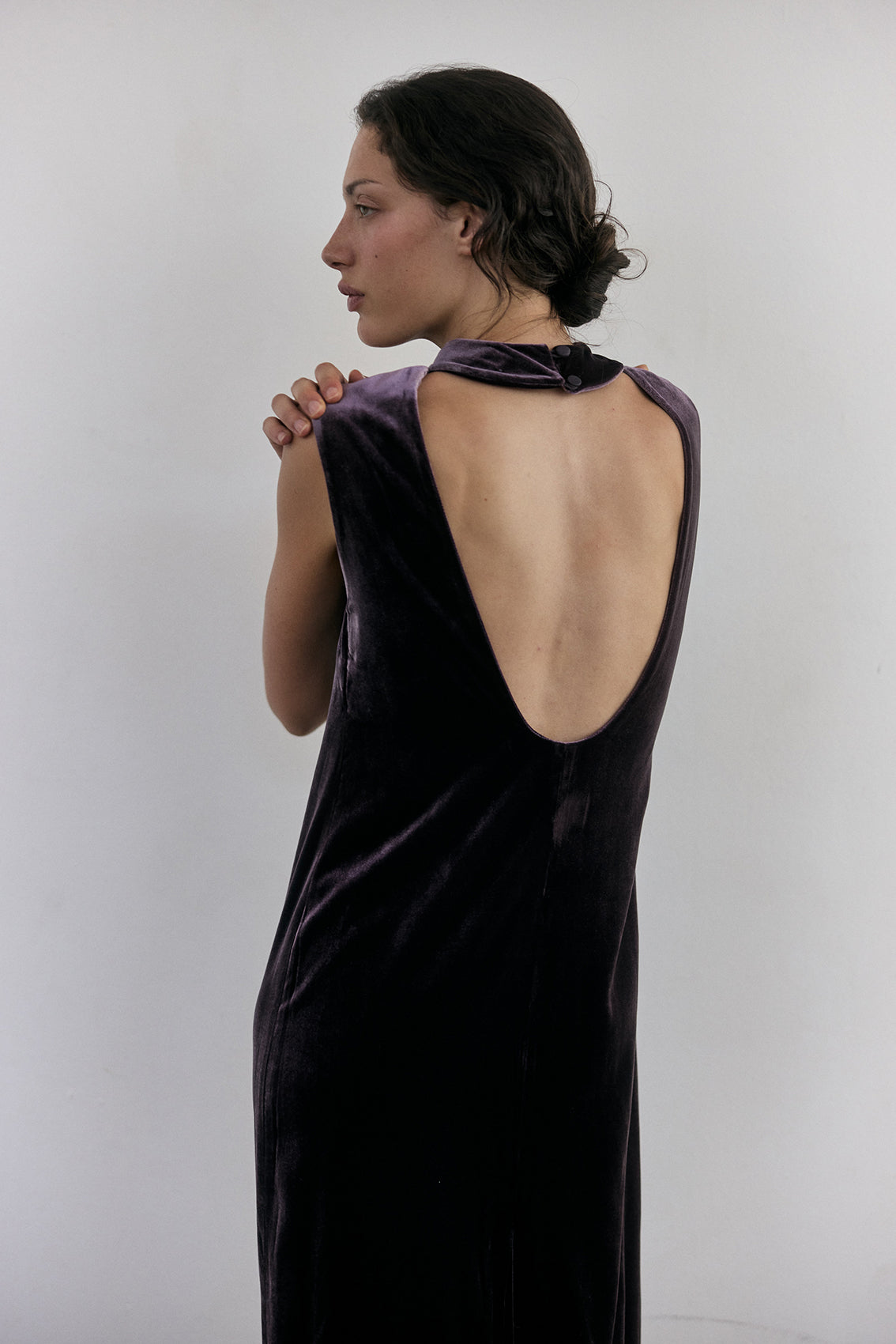 Vestido Largo Terciopelo - Berenjena