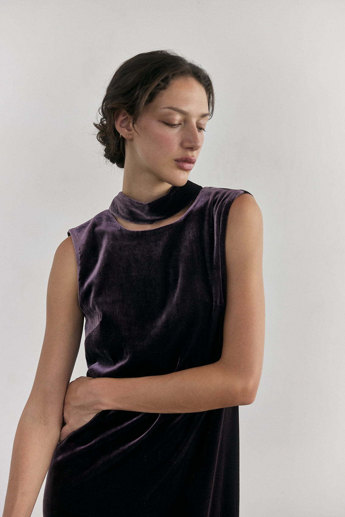 Vestido Largo Terciopelo - Berenjena