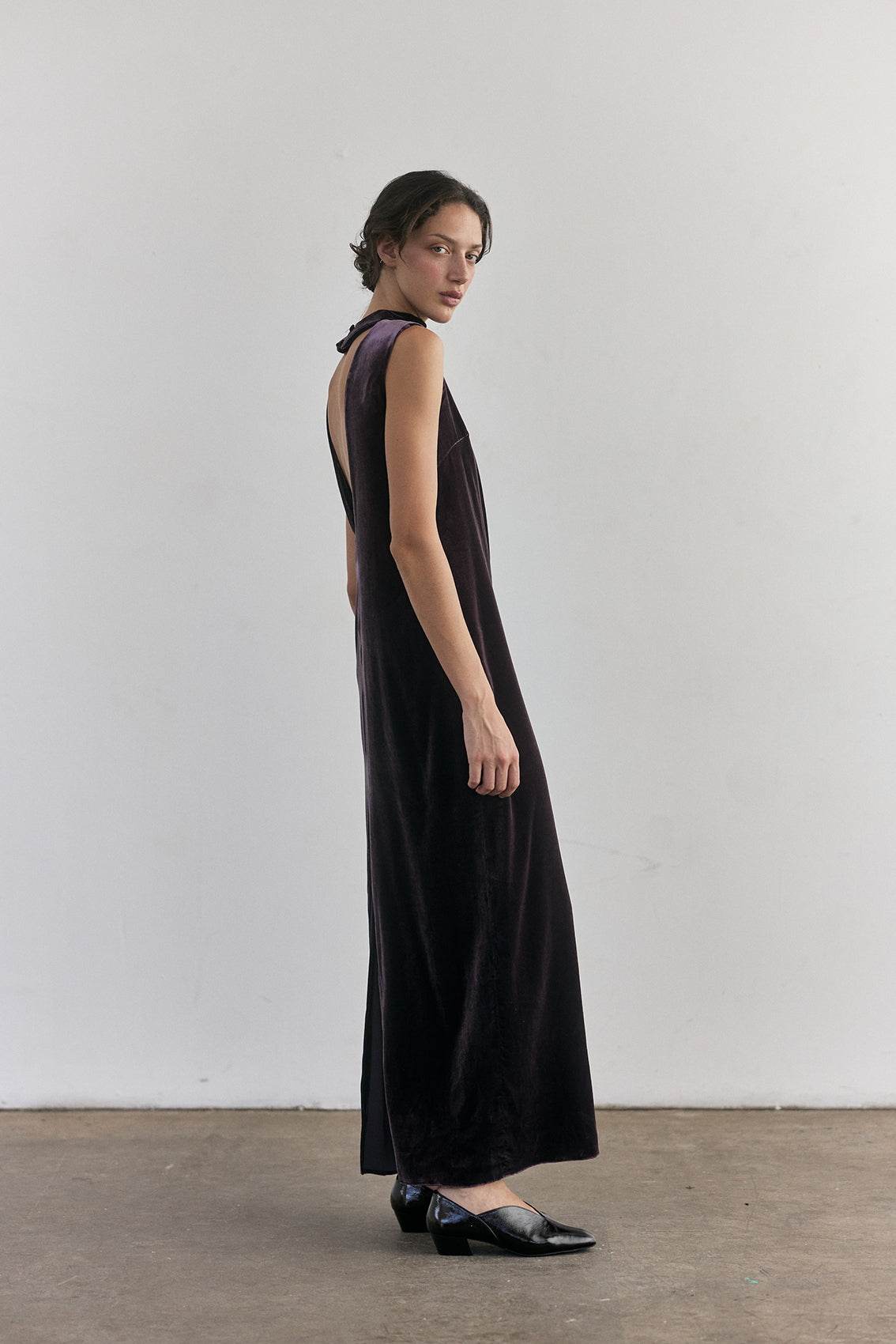 Vestido Largo Terciopelo - Berenjena
