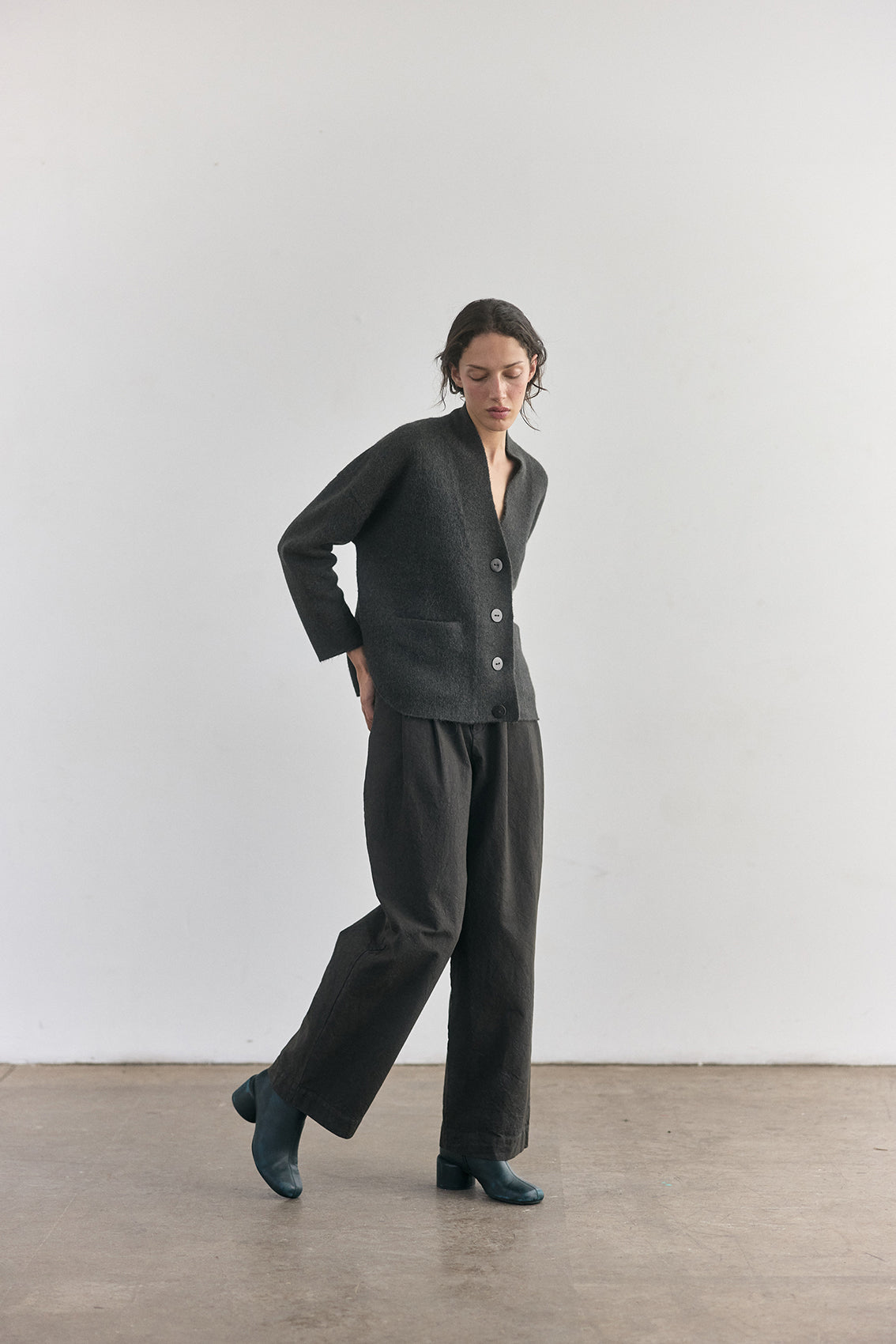 Pantalón Pinzado Algodón Rugoso - Pizarra
