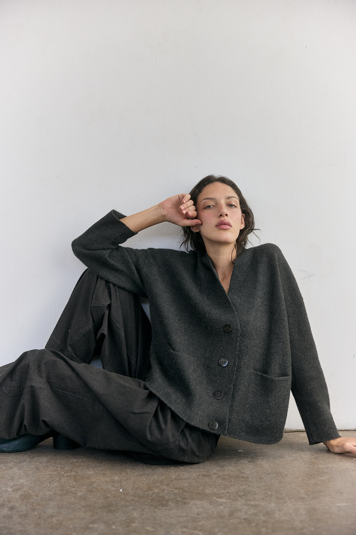 Cárdigan Felted Alpaca - Pizarra