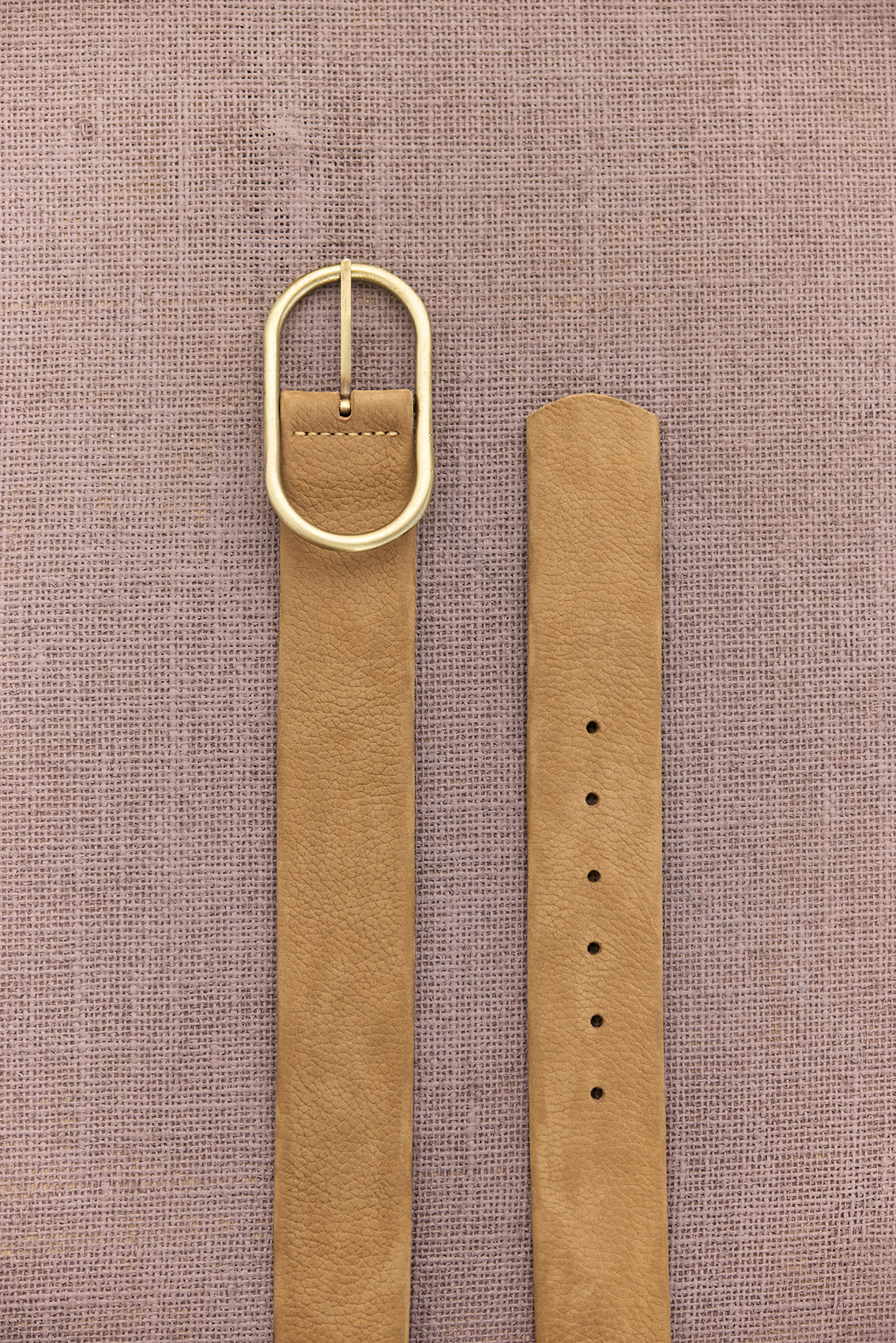 Wide Nubuck Leather Belt - Toffee