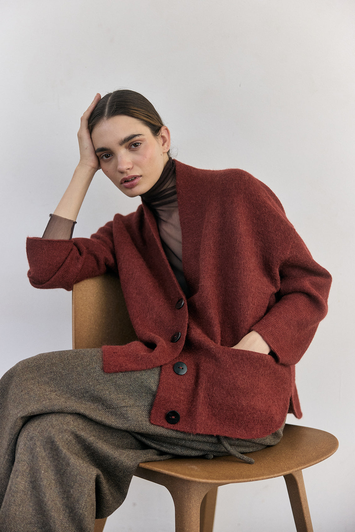 Cárdigan Felted Alpaca - Teja