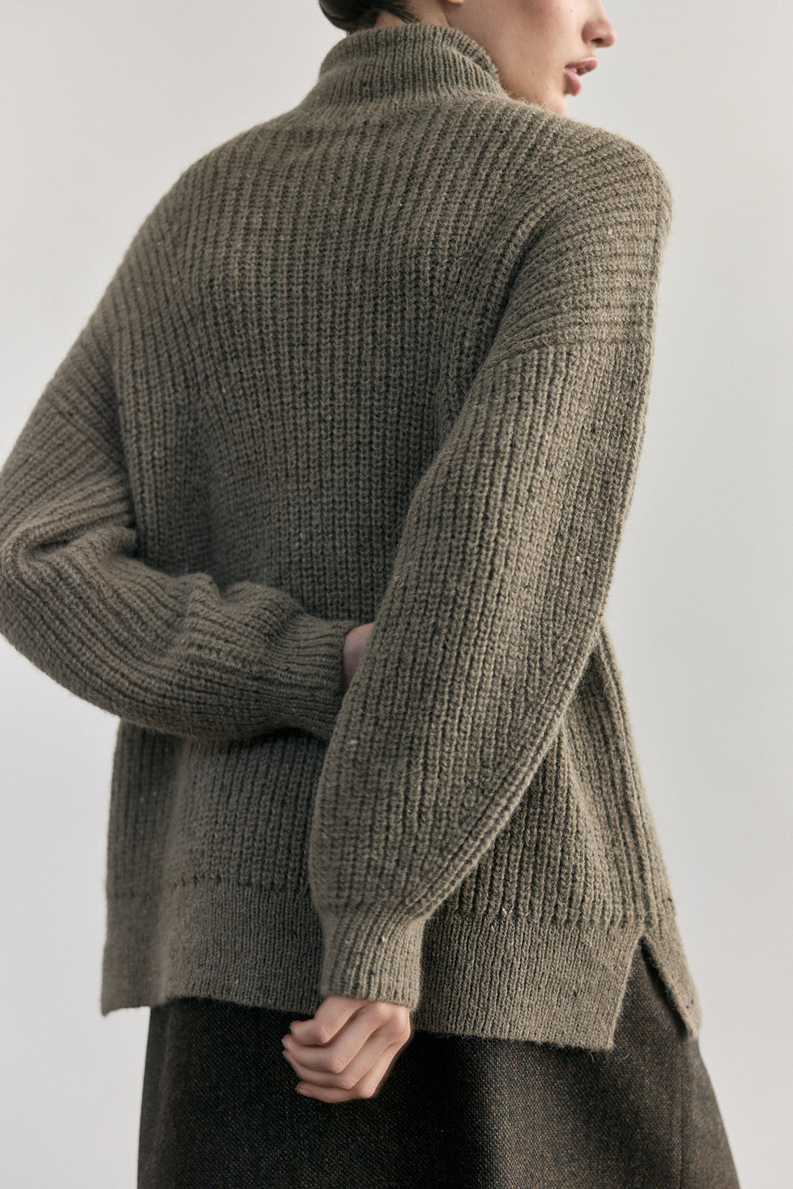 Sweater Oversized Cuello Alto Alpaca/Mohair - Musgo