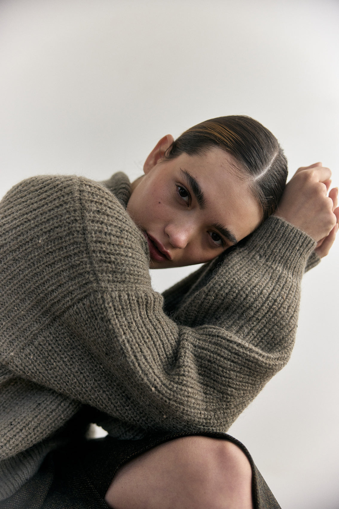 Sweater Oversized Cuello Alto Alpaca/Mohair - Musgo