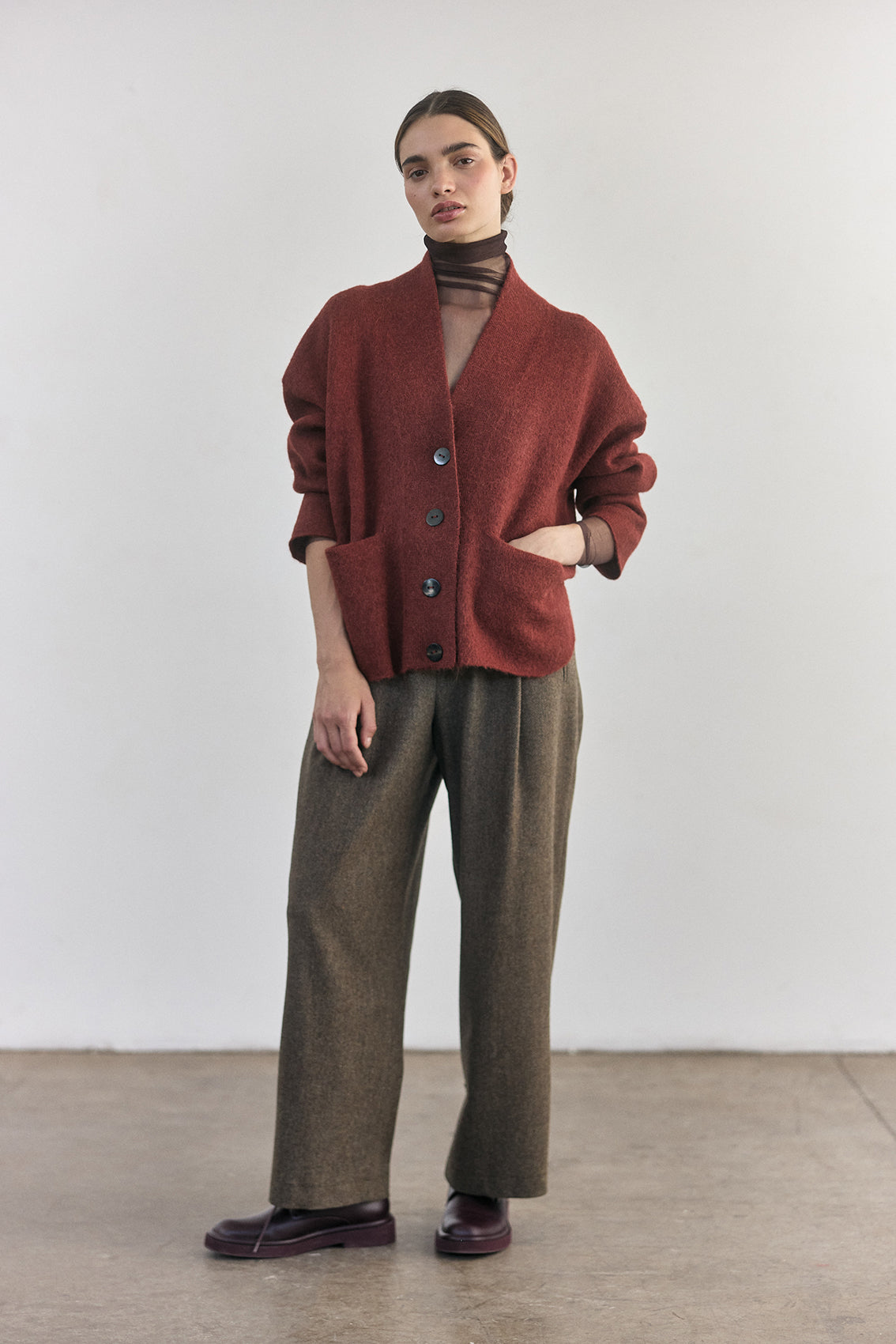 Cárdigan Felted Alpaca - Teja