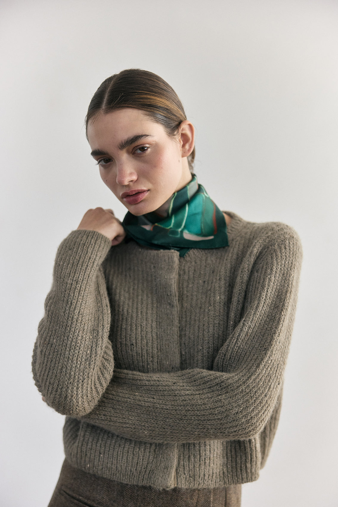 Cárdigan Corto Alpaca/Mohair - Musgo