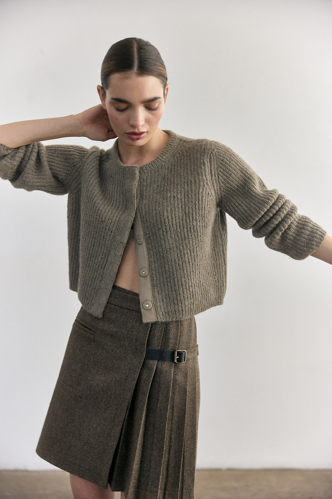 Cárdigan Corto Alpaca/Mohair - Musgo