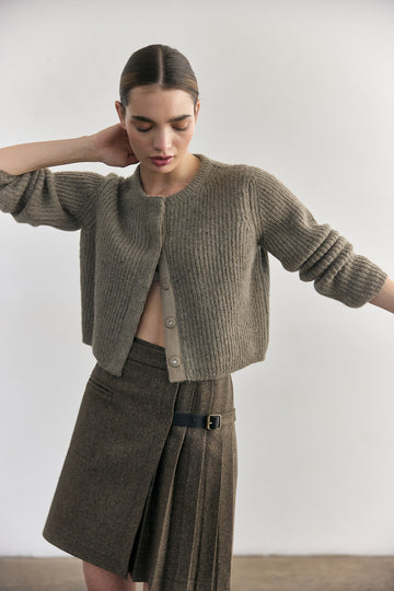 Cárdigan Corto Alpaca/Mohair - Musgo