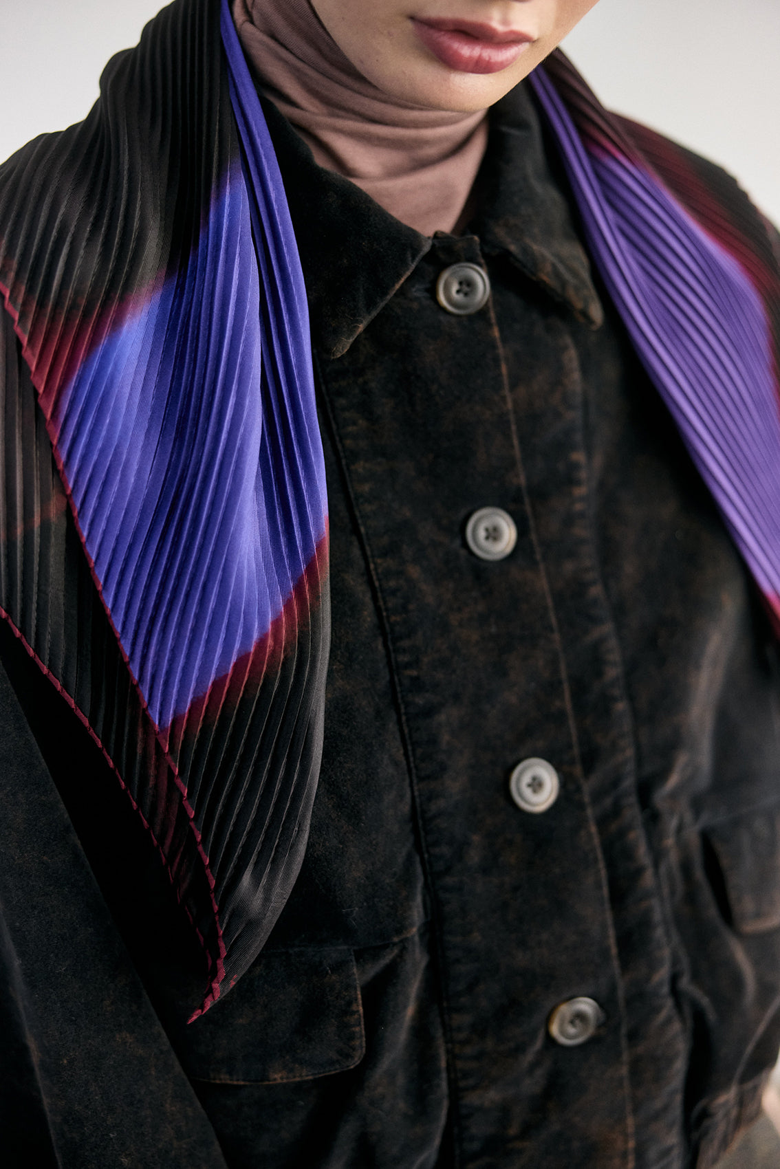 Washed Velvet Cotton Bomber Jacket - Onyx