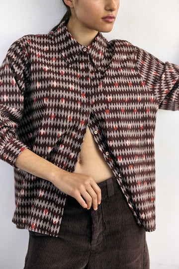 Blusa Oversized Algodón Block Print - Rombos
