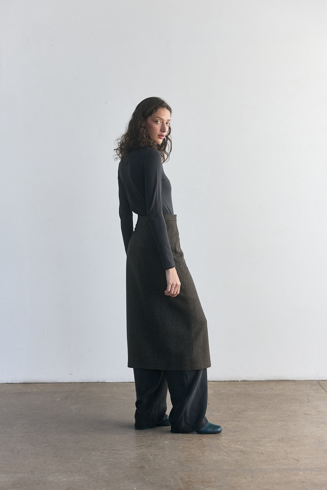 Pima Cotton Turtleneck Top - Slate