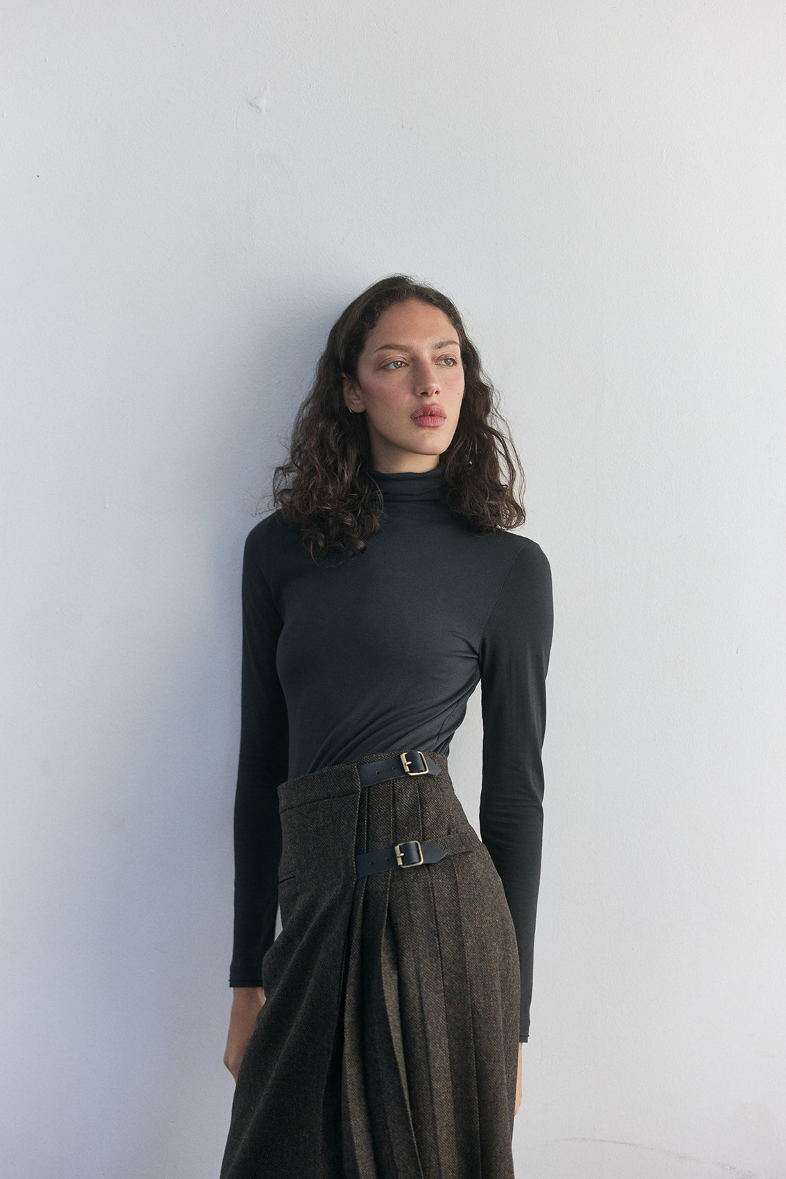 Pima Cotton Turtleneck Top - Slate