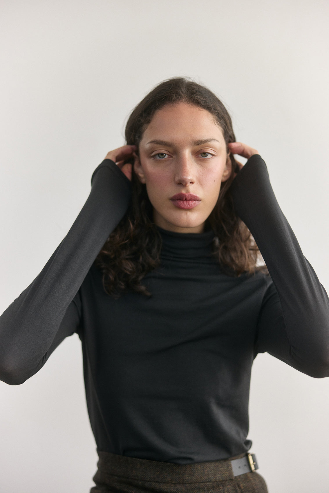 Pima Cotton Turtleneck Top - Slate