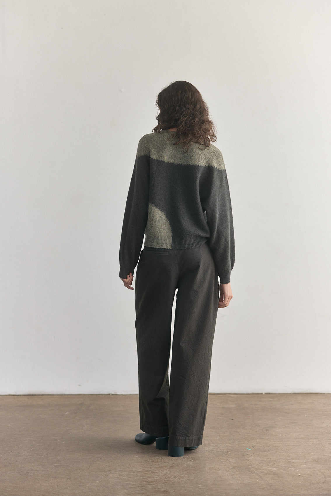 Sweater Felted Semicírculos Alpaca - Pizarra/Musgo