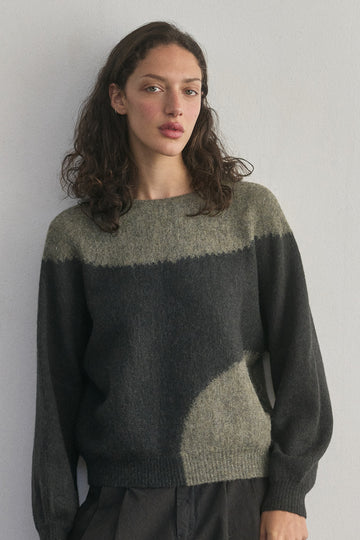 Sweater Alpaca Felted Semicírculos - Pizarra/Musgo