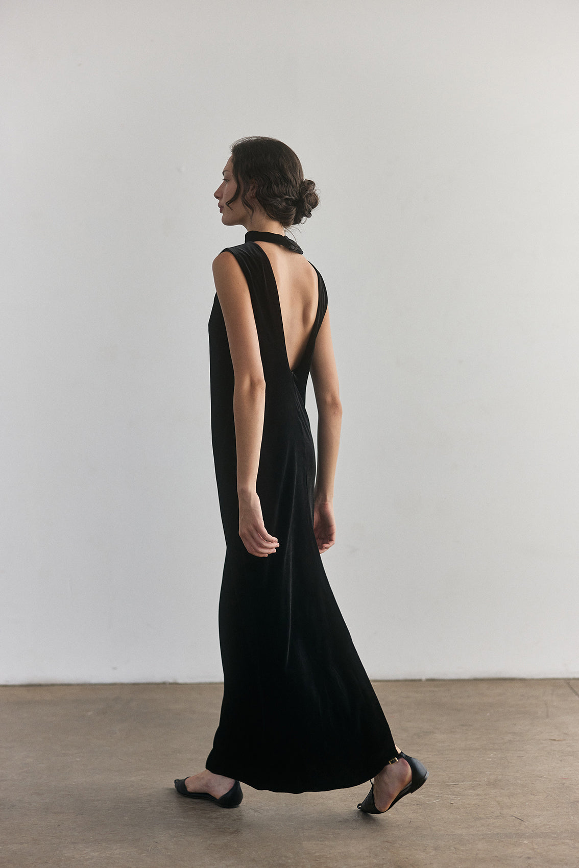 Vestido Largo Terciopelo - Ónix