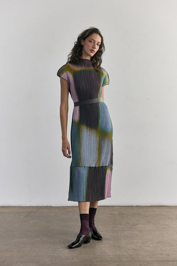 Pleated Printed Dress - Mix