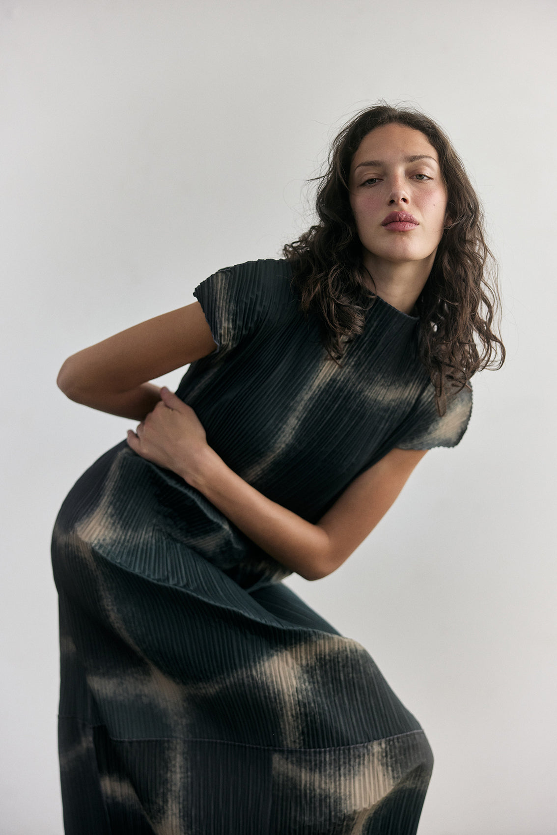 Vestido Plisado Campos - Pizarra