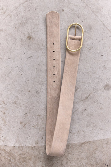 Cinturón Ancho de Cuero Nobuk - Beige