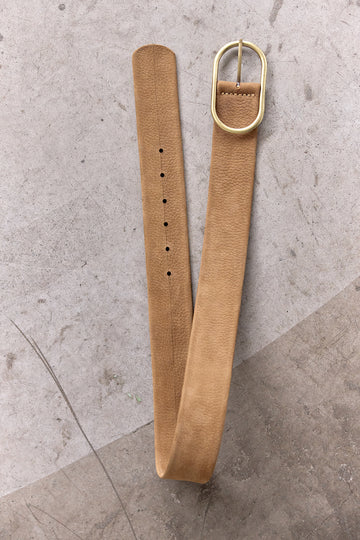 Wide Nubuck Leather Belt - Toffee
