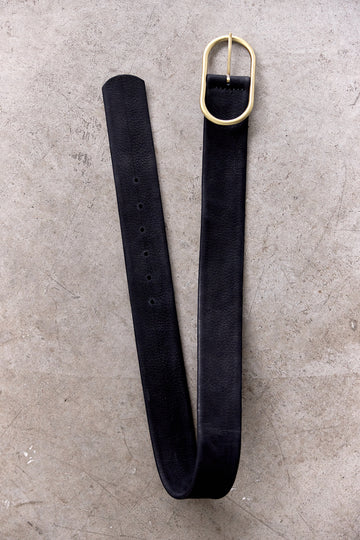 Wide Nubuck Leather Belt - Medianoche
