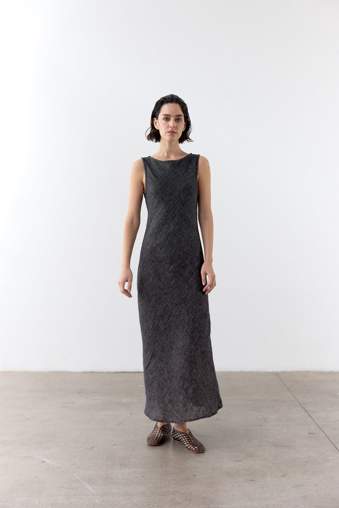 Bias Cut Linen Dress - Ónix