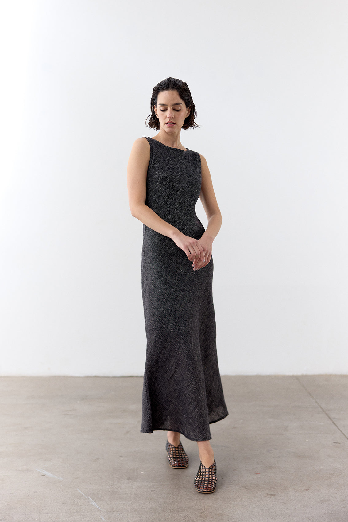 Bias Cut Linen Dress - Ónix