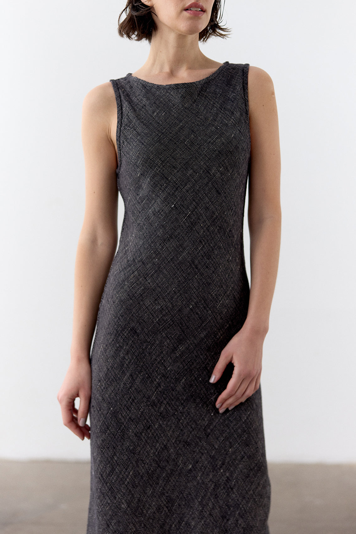 Bias Cut Linen Dress - Ónix