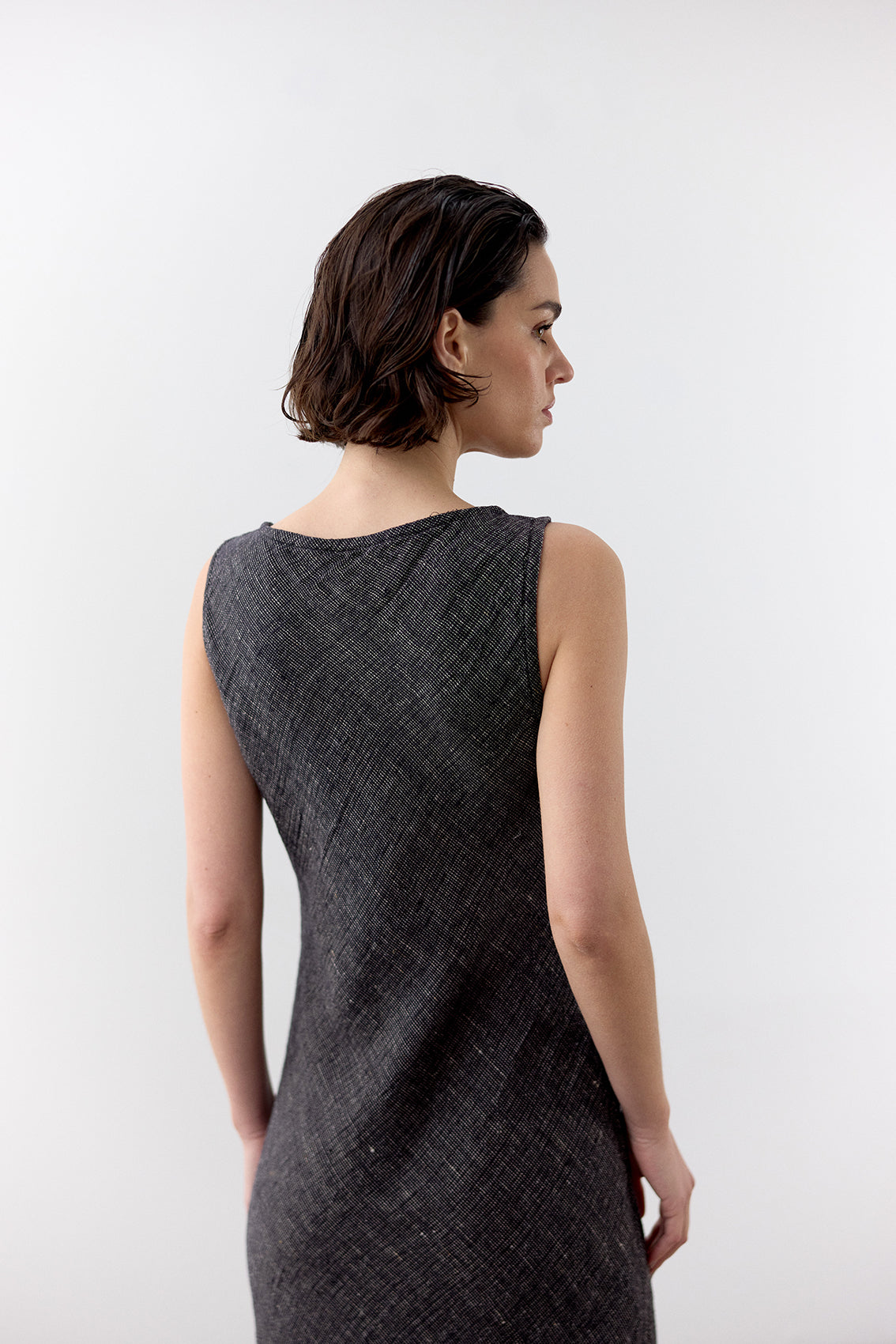 Bias Cut Linen Dress - Ónix