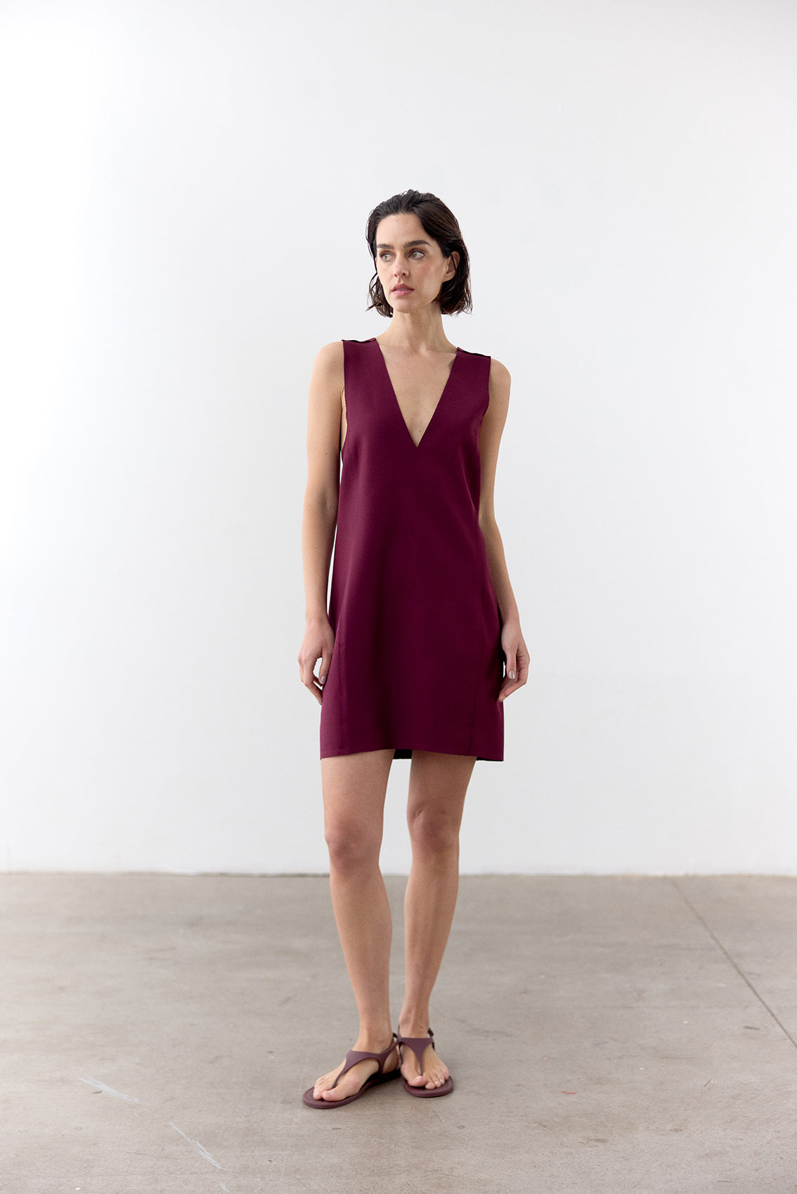 Deep-V Short Dress - Vino