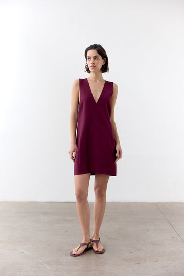 Deep-V Short Dress - Vino