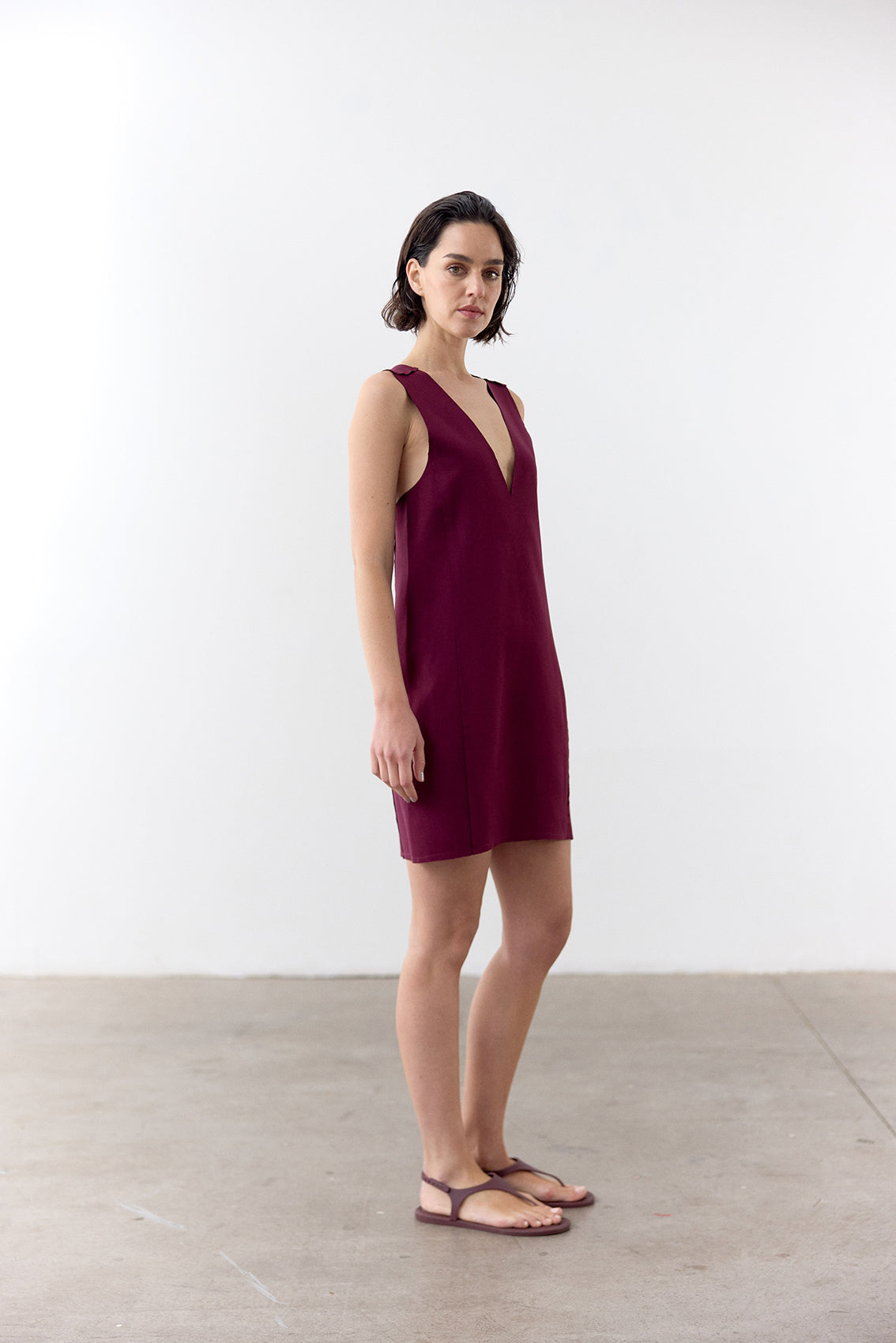 Deep-V Short Dress - Vino