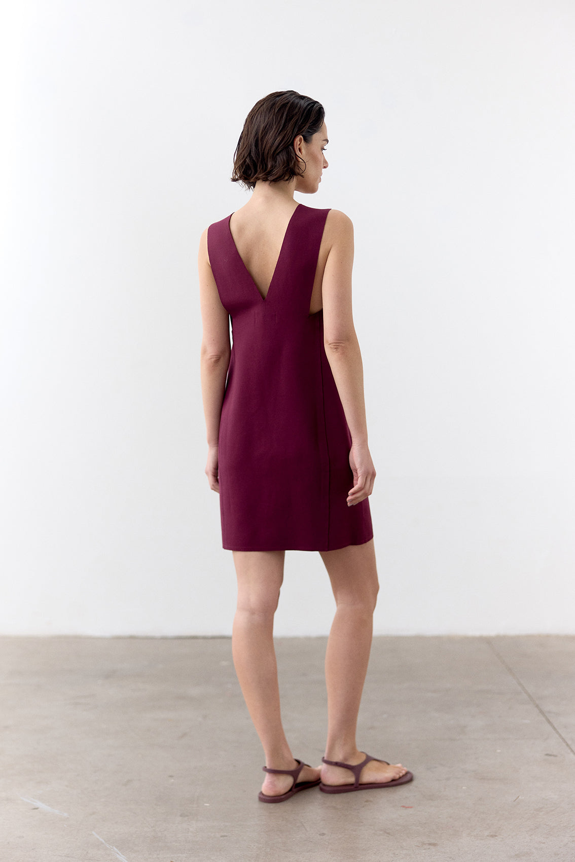 Deep-V Short Dress - Vino