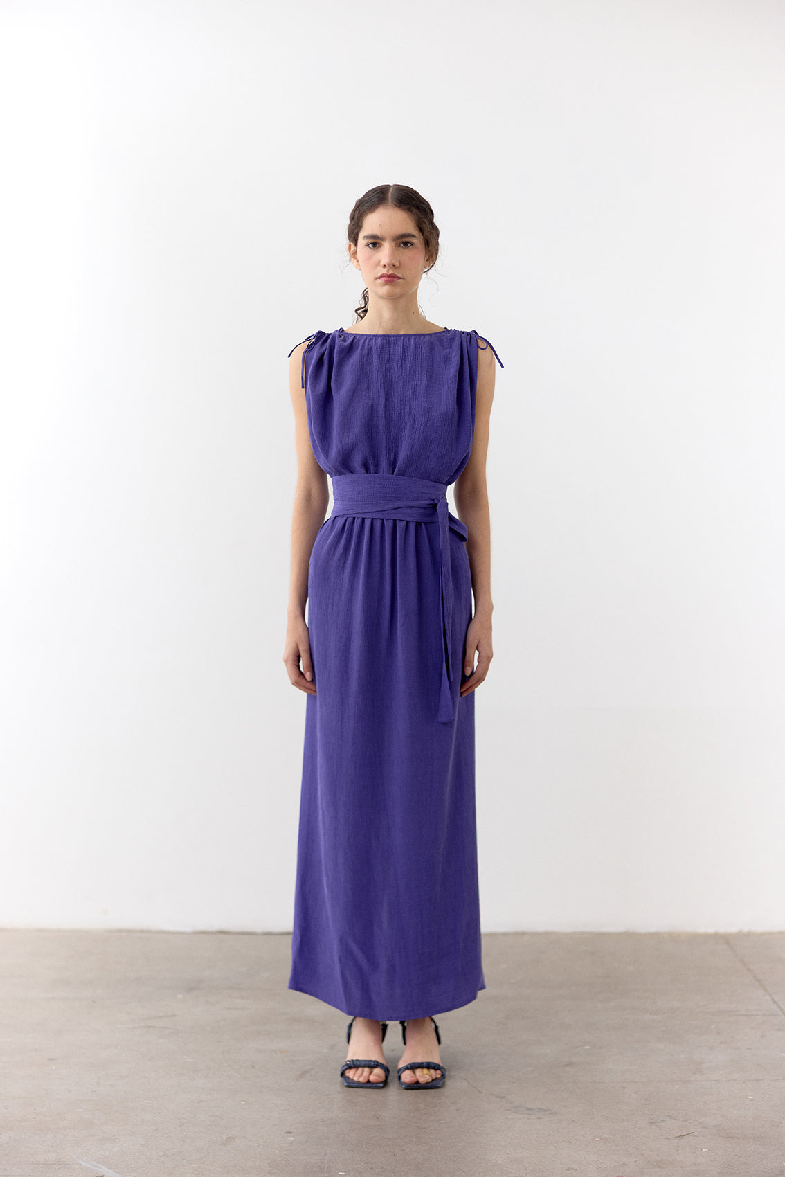 Vestido Ablusonado Lyocell Corrugado - Lirio