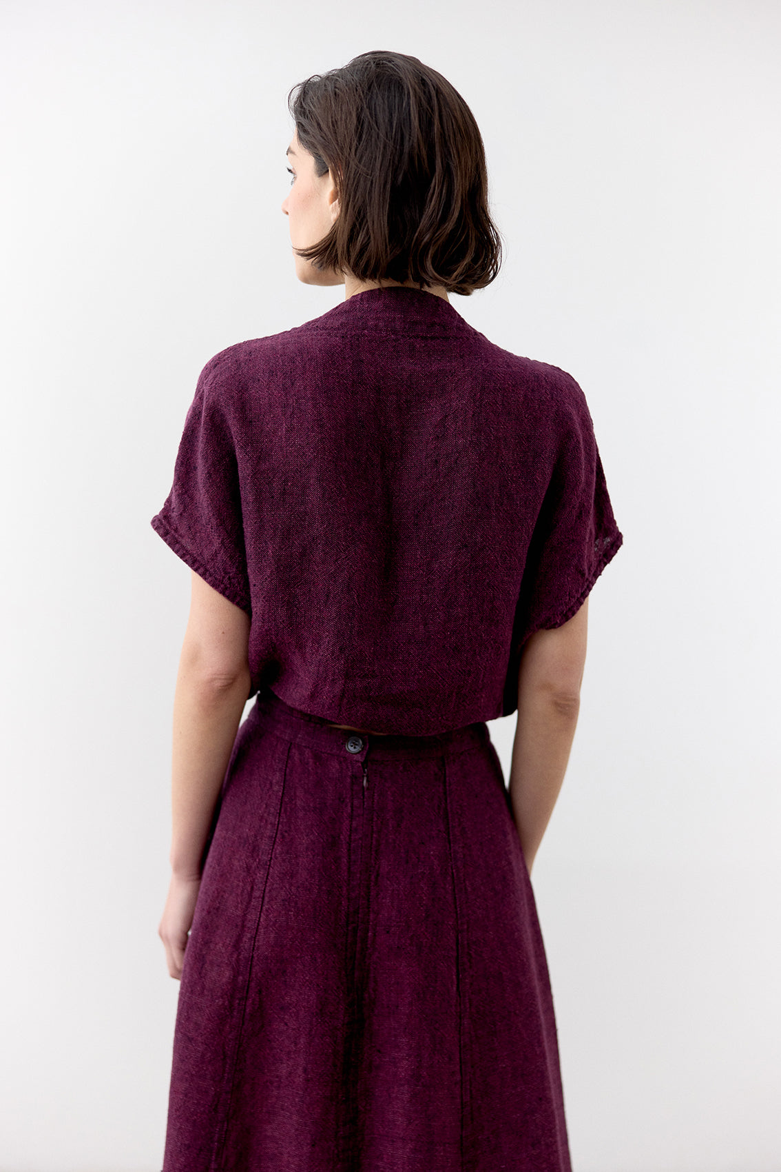 Tie-Waist Linen Top - Vino