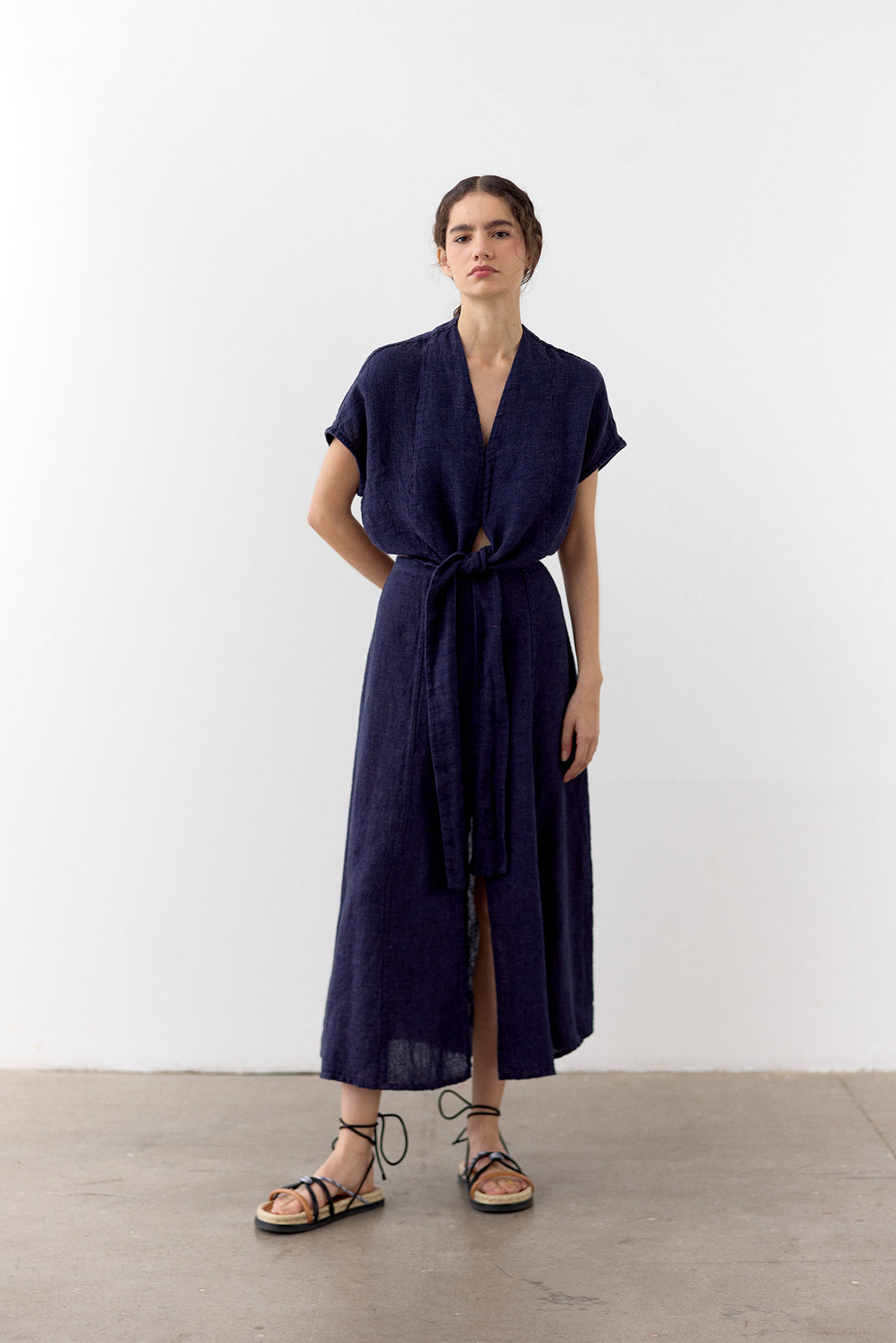 Flared Maxi Linen Skirt - Arándano