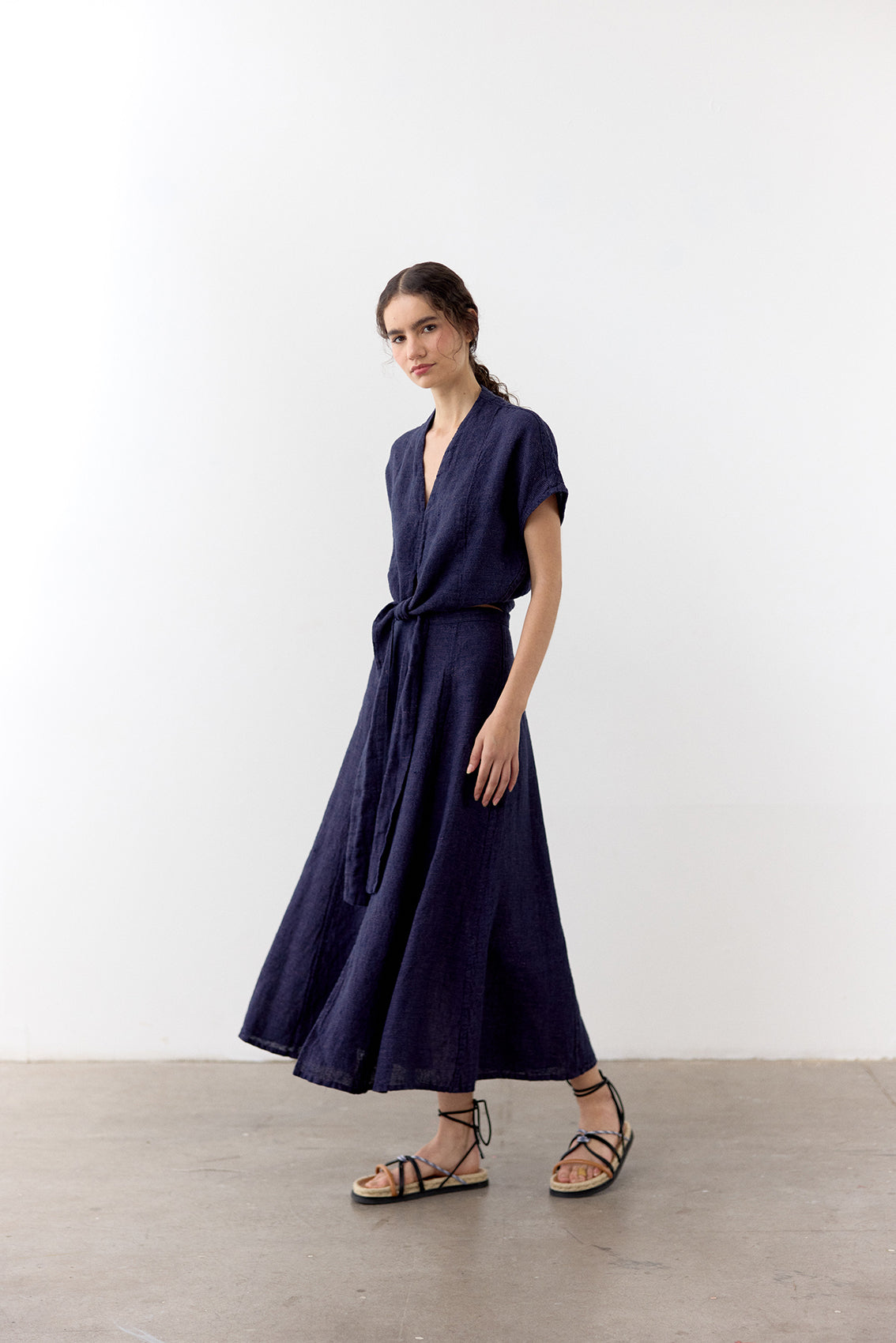 Flared Maxi Linen Skirt - Arándano