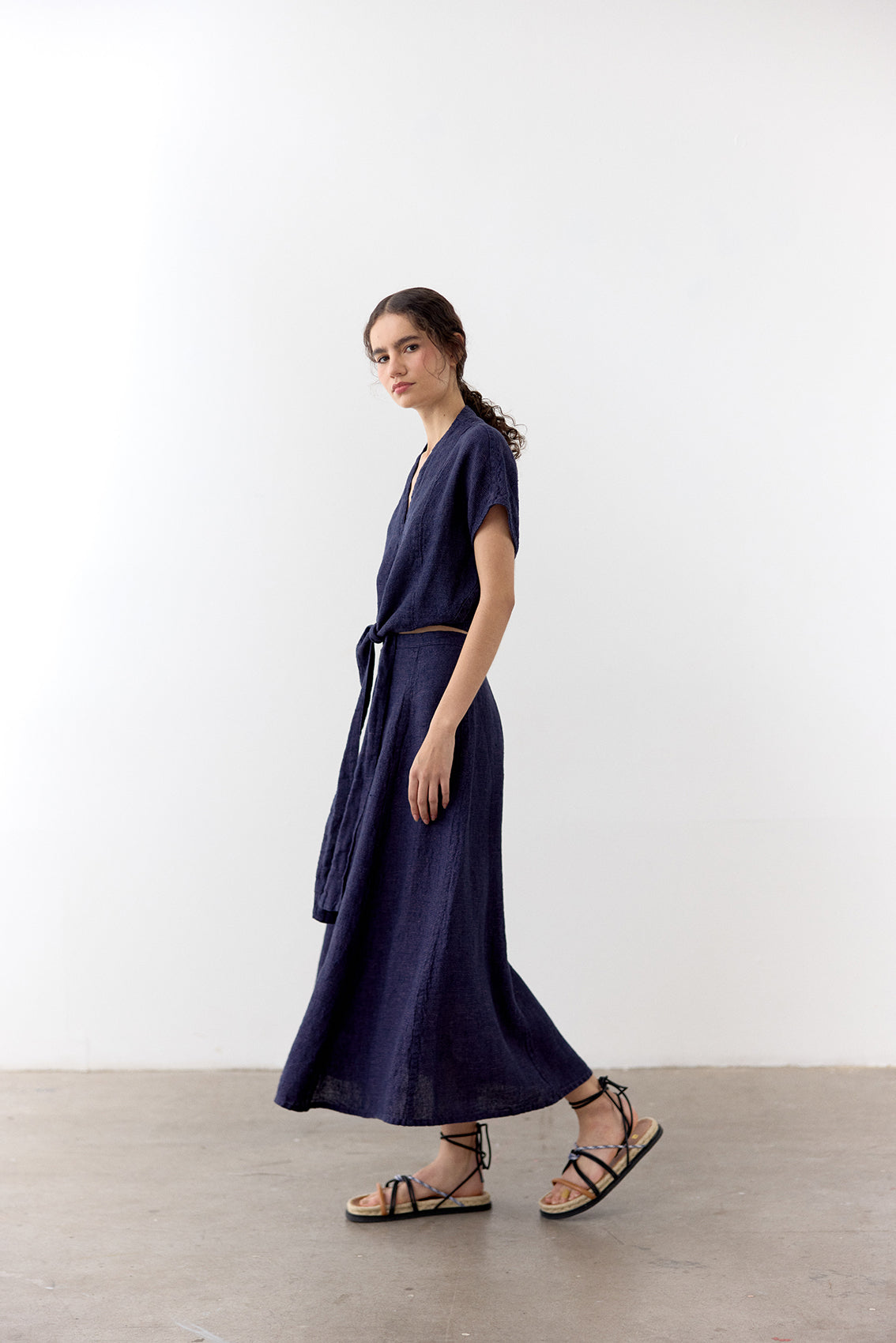 Flared Maxi Linen Skirt - Arándano