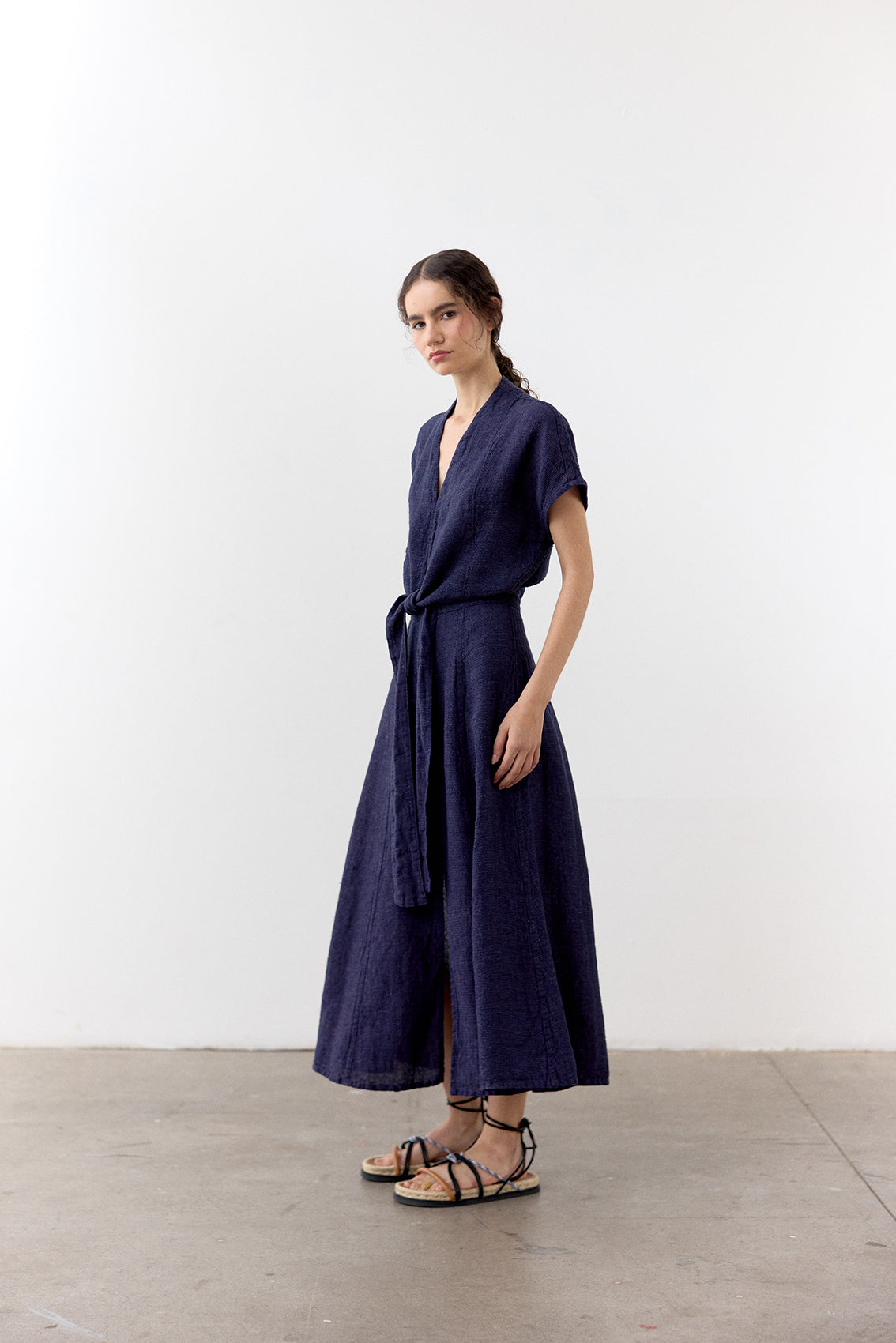 Flared Maxi Linen Skirt - Arándano