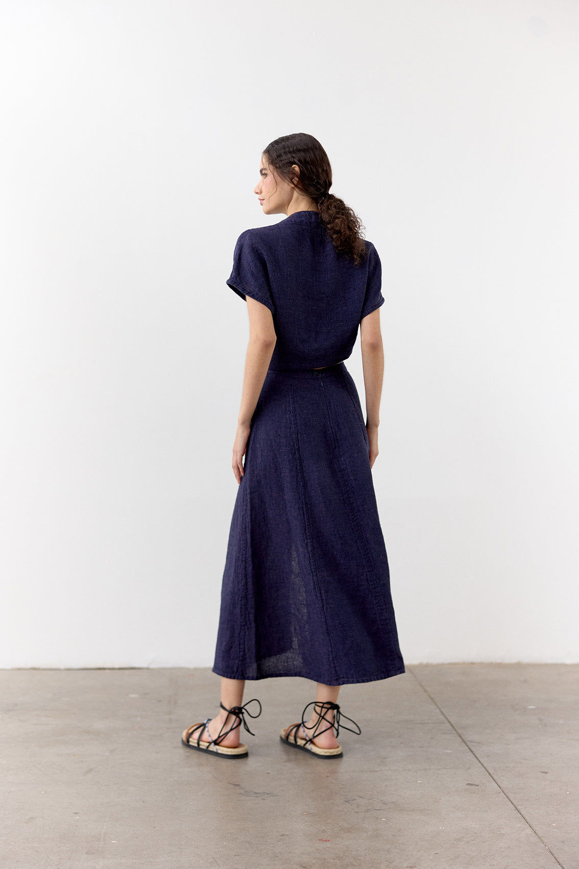 Flared Maxi Linen Skirt - Arándano
