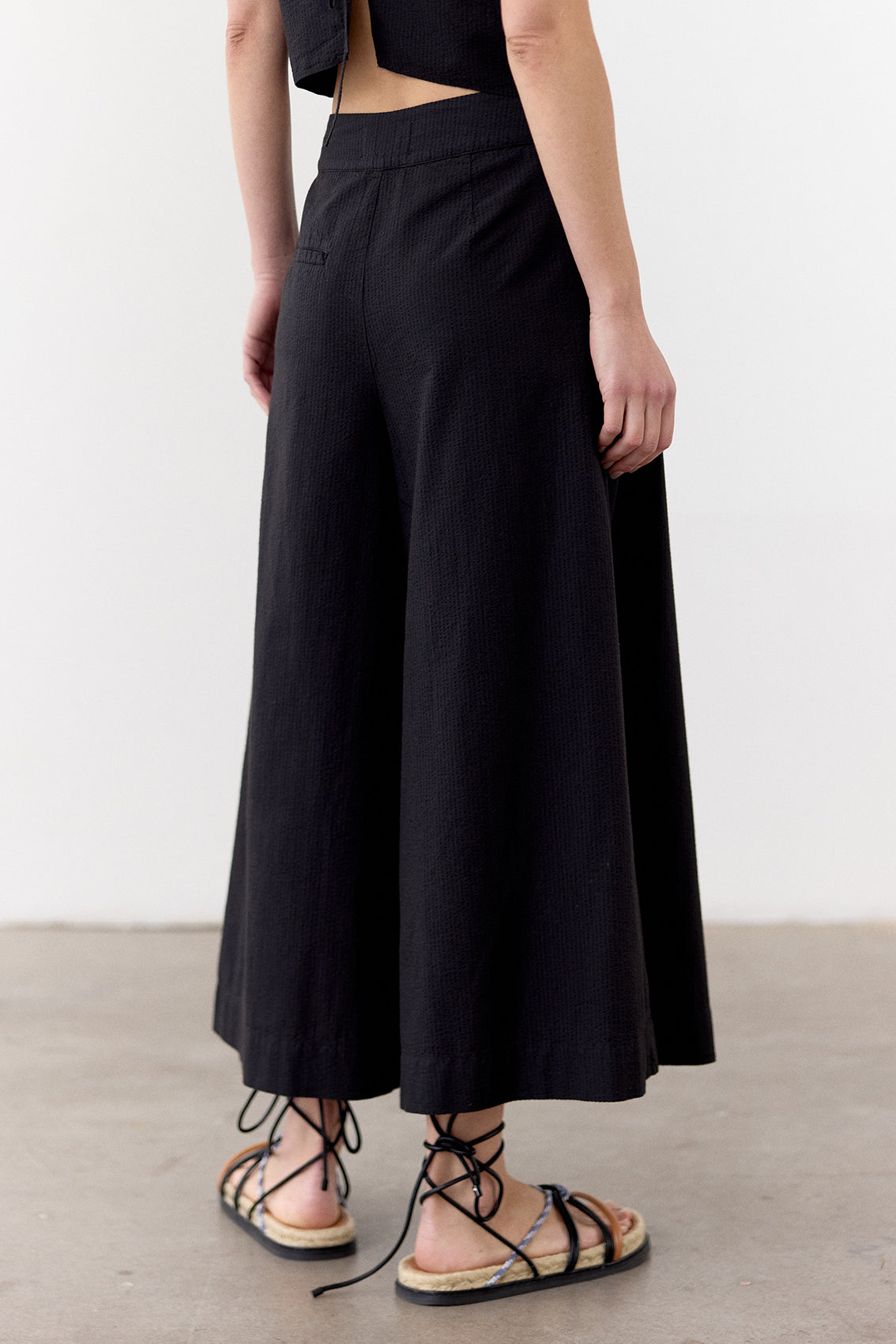 Pantalón Ancho Algodón Labrado - Ónix