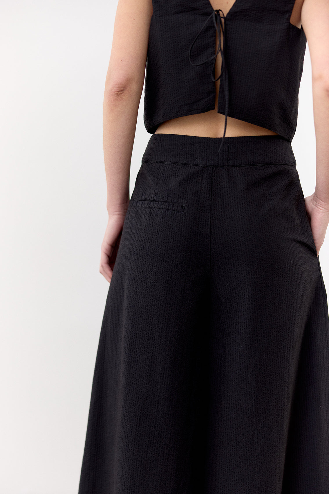 Pantalón Ancho Algodón Labrado - Ónix