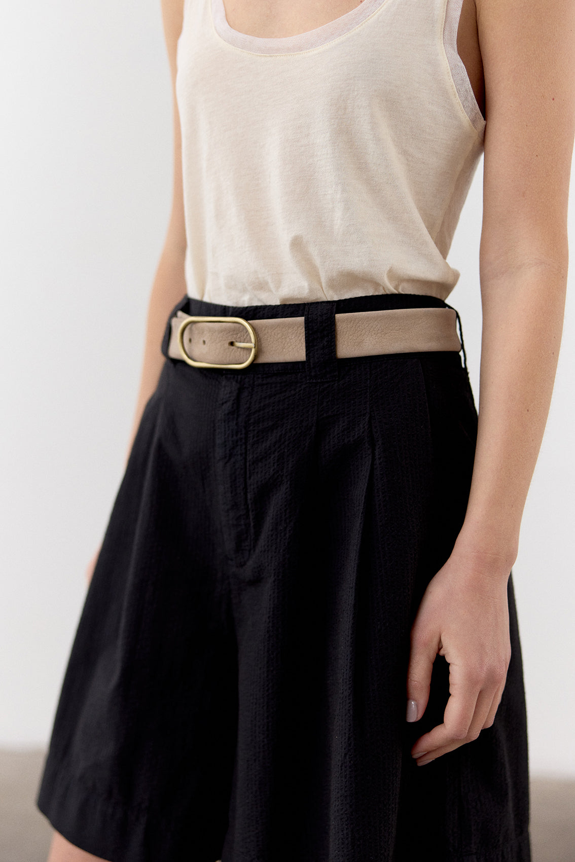 Short Ancho Algodón Labrado - Ónix