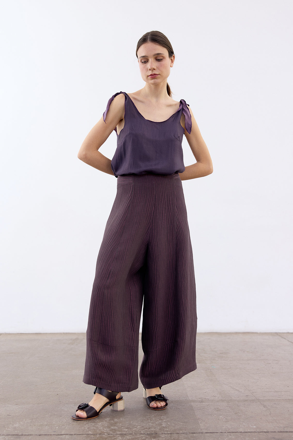 Double-Layer Silk Top - Berenjena/Lavanda