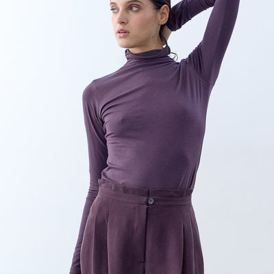 Essential Turtleneck Top Organic Pima Cotton - Berenjena