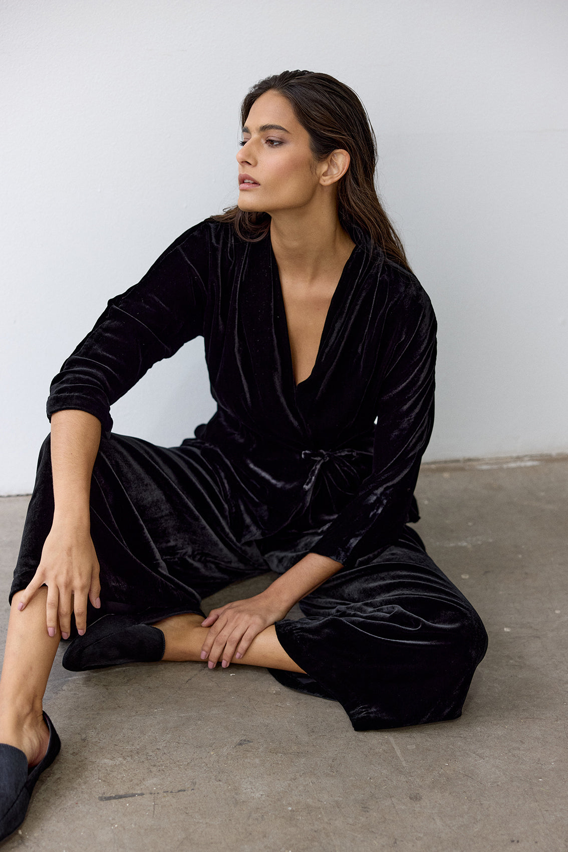 Cross-Over Silk Velvet Jacket - Ónix