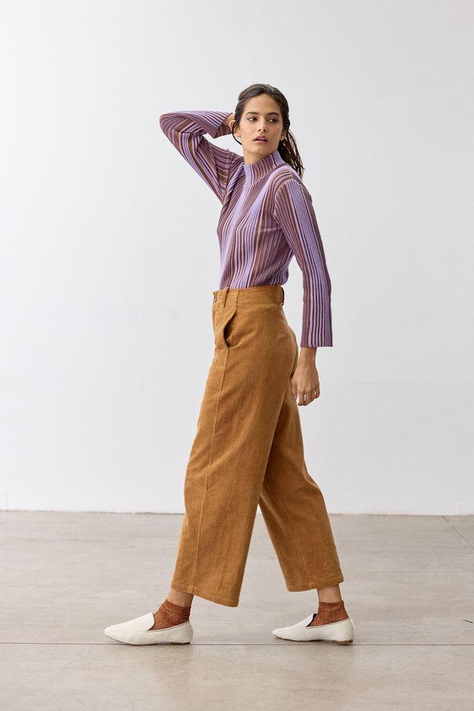 Straight-Fit Cotton Corduroy Trousers - Camel